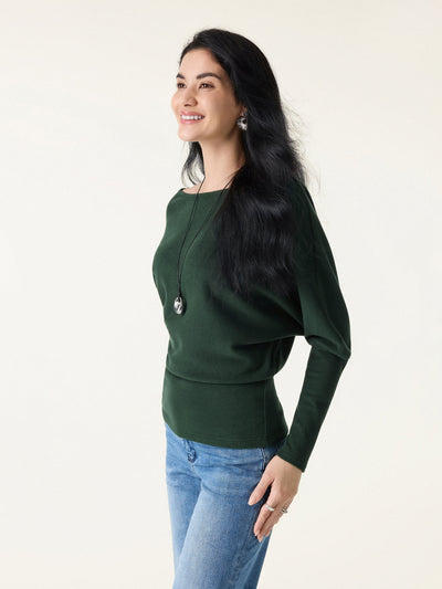 MaxWarm Bootsausschnitt-Top mit asymmetrischem Saum