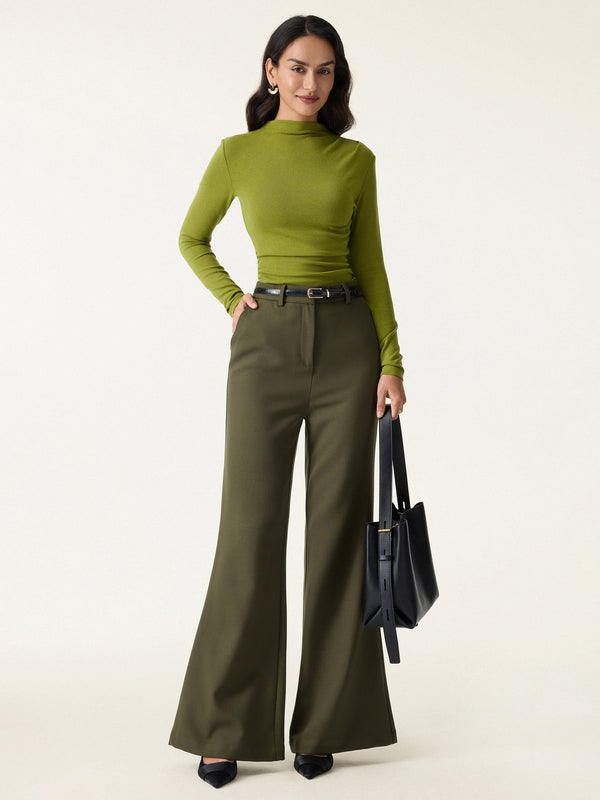 OGLmove Eco-Mousse® Mock Neck Long Sleeve Ruched Bra Top
