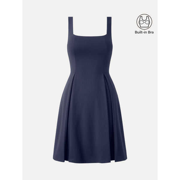 OGLmove Square Neck Fit-and-flare Mini Bra Dress Midnight Navy XS